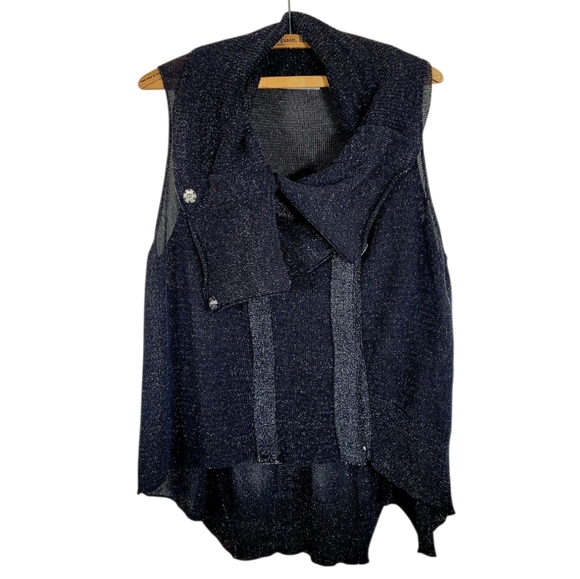 Alembika Sweaters - ALEMBIKA Oversized Snap Detail Melange Sweater Knit Asymmetric Vest M